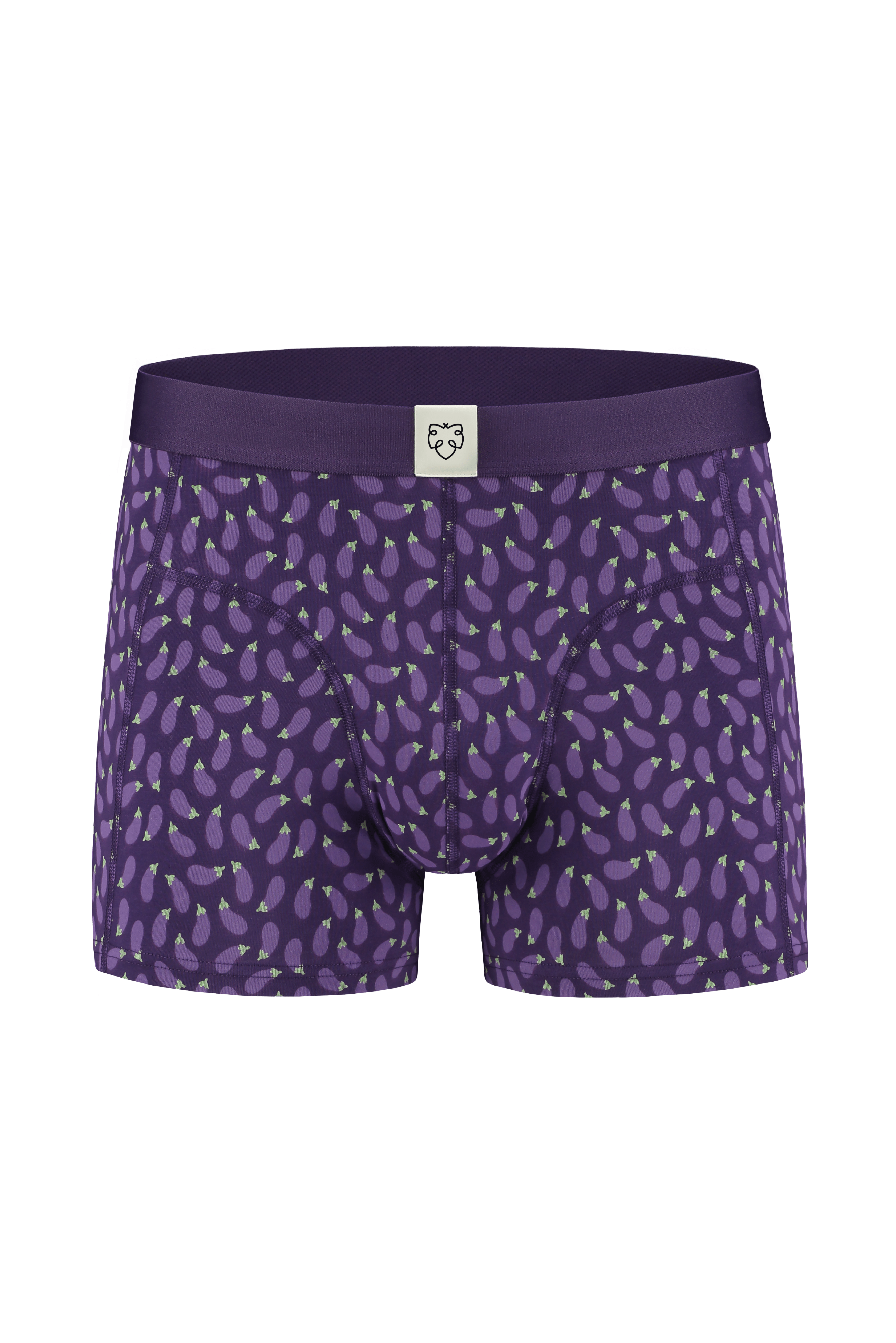 A-dam purple Boxer with aubergine emoji from GOTS pure organic