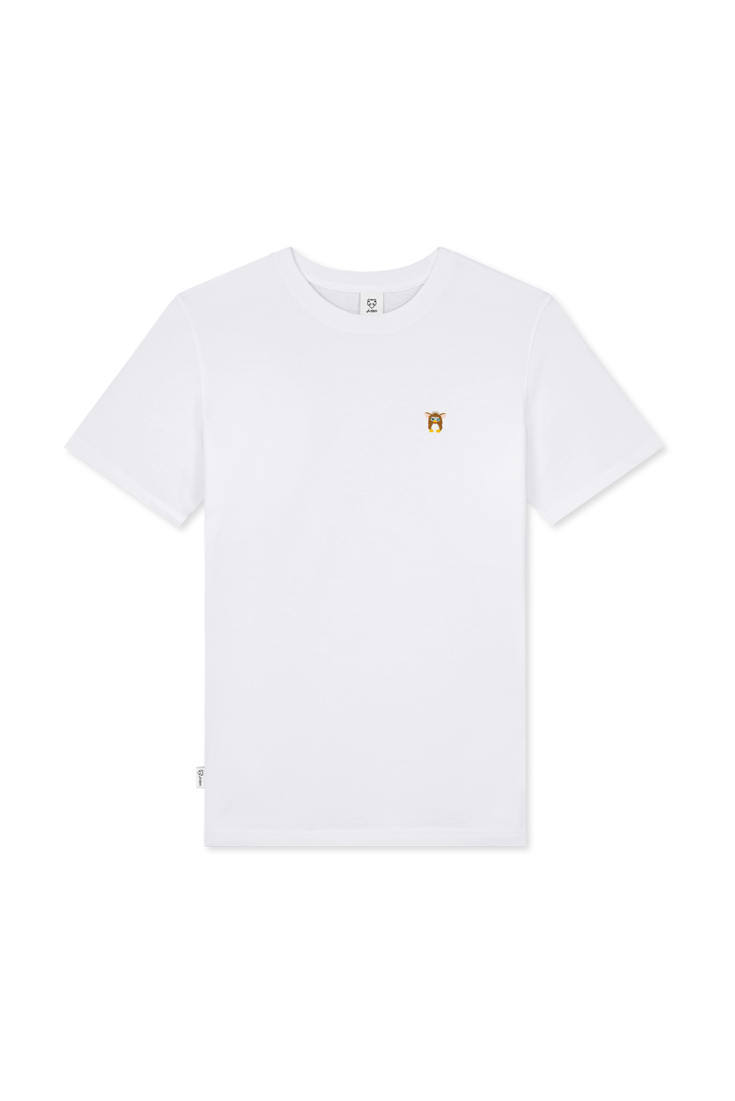 A-dam: 100% organic white T-shirt with Furry Toy Embroidery for men | A-dam