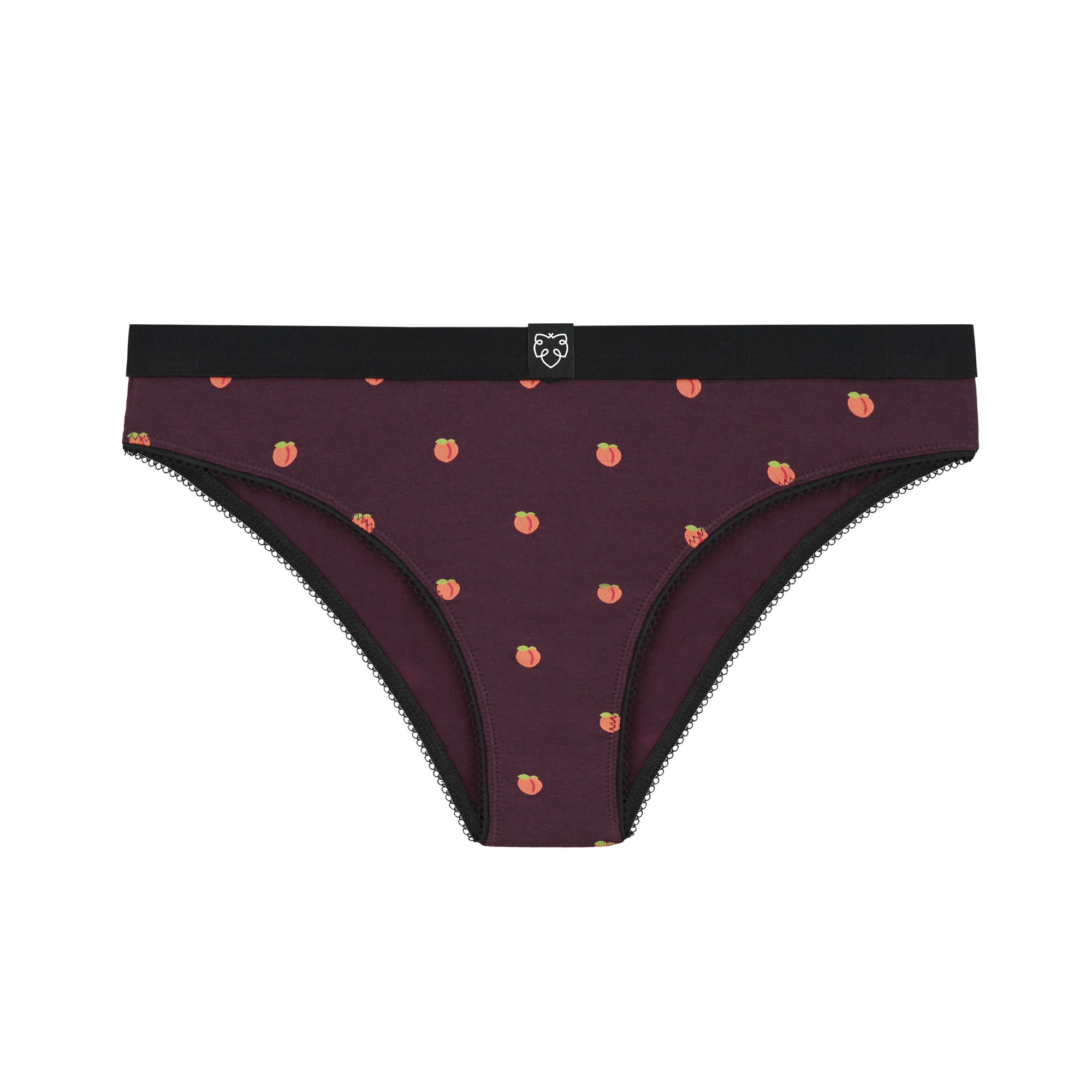 A-dam women's burgundy brief with peaches from GOTS organic cotton